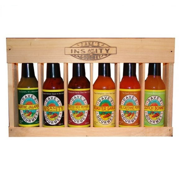 Dave's Gourmet Spicy Six Pack Crated Hot Sauce Collection