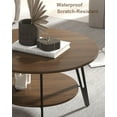 thumbnail image 5 of Manora Round Wooden Coffee Table for Living Room – 2 Tier Circle Center Table with Storage, Modern Industrial Small Coffee Table with Black Metal Legs, Walnut, 5 of 8