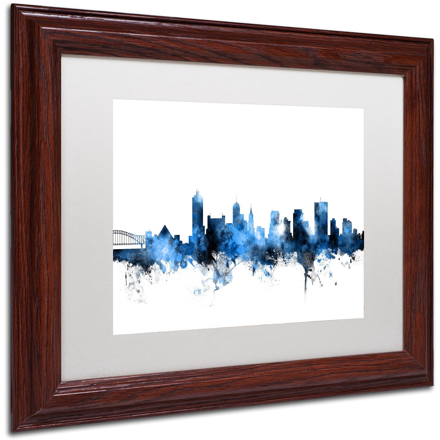 Trademark Fine Art "Memphis TN Skyline White" Canvas Art by Michael Tompsett, White Matte, Wood Frame