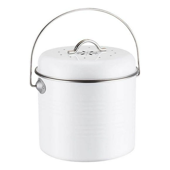 facefd 5L Retro Compost Bin Kitchen Trash Bin with Activated Carbon Filter Trash Can