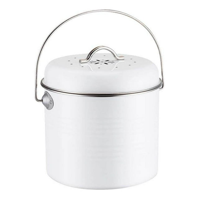 pitrice 5L Retro Compost Bin Kitchen Trash Bin with Activated Carbon Filter Trash Can