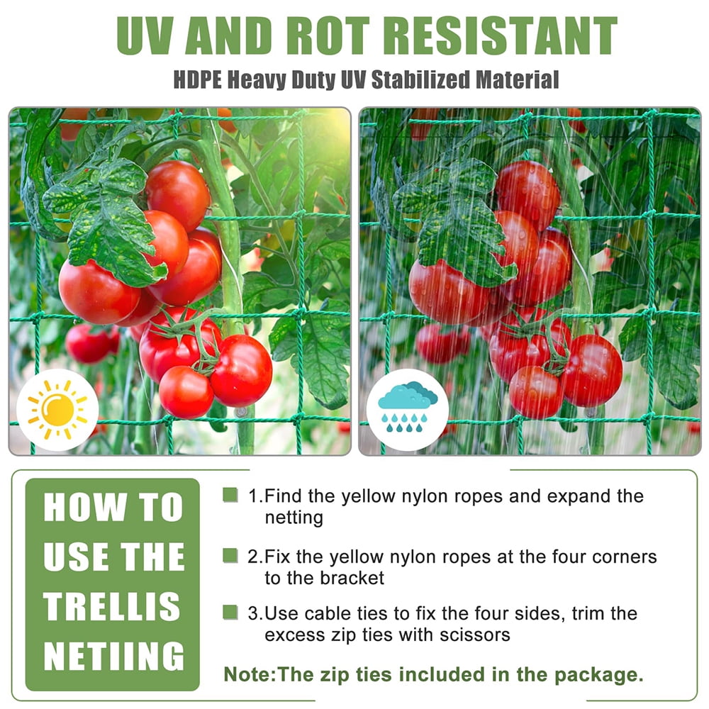 Climbing Garden Trellis - Heavy Duty Garden Netting for Climbing Plants - Trellis Netting for Cucumbers, Vines, Fruits, Durable Nylon Plant Support Trellis - Easy to Install/5.9x11.8 FT （5PCS）