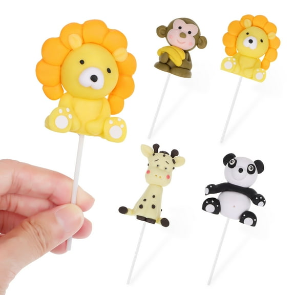 unbranded 8 pcs  Jungle Animal Cake Picks Forest Animals Cake Decoration for Kids Jungle Birthday (Panda, Lion, Monkey, Giraffe)