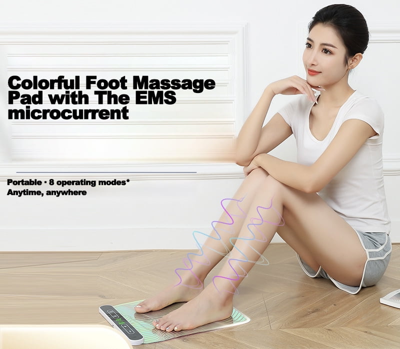 EMS Foot Massager Mat for Muscle Relaxation, Electrical Feet Stimulation Massage Pad for Plantar Fasciitis & Neuropathy Pain Relief, Deep Tissue Electric Muscle Stimulator