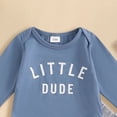 thumbnail image 4 of UngA Little Dude Baby Boy Outfit Newborn Coming Home Clothes Infant Long Sleeve Romper Bodysuit Shirt Top and Pants Set with Hat (Blue,6-9 Months), 4 of 6