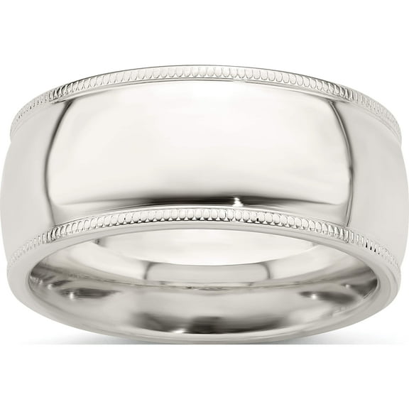 Sterling Silver 9mm Milgrain Comfort Fit Band (Size 7) Made In United States qcfm090-7