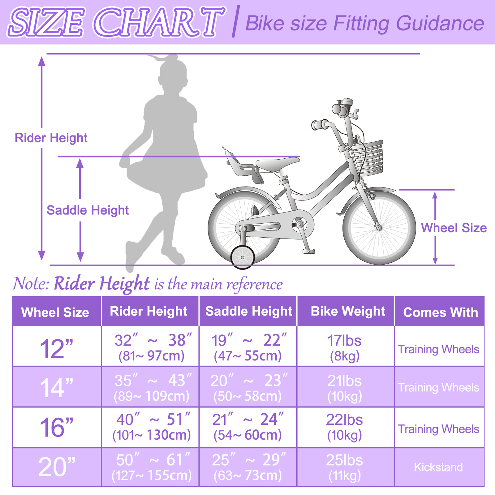 XJD Girls Bike with Training Wheels, 12-20 Inch photo 5