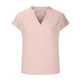 thumbnail image 4 of WIZUTIZ Crop Tops for Women Sales Cotton Linen Tunics Cotton Blend Blouse V-Neck Plain Short Sleeve Tshirts Summer-Beach Solid Holiday Beach Shirts Basic Linen Tee Loose Fit Ladies Tops Pi, 4 of 5