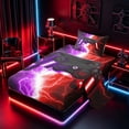 thumbnail image 2 of meiyoeat Neon Lightning Gaming Twin Sheet Sets for Boys Girls, Electric Gamer Bedding, Purple Red, 3-Piece, 1 Flat Sheet, 1 Fitted Sheet and 1 Pillowcase, 2 of 6
