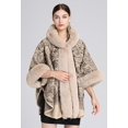thumbnail image 2 of ZhangBaoLin Women Shawl Wrap Cardigan Faux Fur Collar Poncho Cape Sweater Winter Long Party Coat, 2 of 6