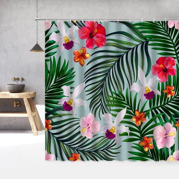 Colorful Shower Curtain Leaves Flower 3d Bathroom Curtains Printing Waterproof With Bath Shower Curtain Washable Cloth