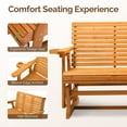 thumbnail image 5 of Ktaxon Outdoor Patio Glider Bench 3 Person Wooden Swing Seat with Cup Holders, 60.4in, Teak, 5 of 9