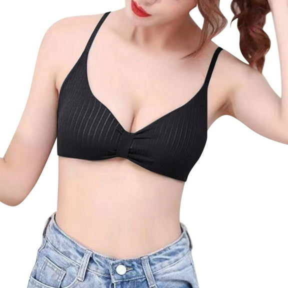 Ramiter Lingerie for Women Sexy Naughty Women Sexy Simple Bikini Bra Stripe Adjustable Shoulder Strap Underwire Underwear Bra Sexy Elegant Bra One Size,Black