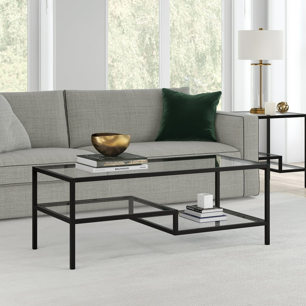 Evelyn&Zoe Contemporary 2-Tier Coffee Table with Glass Shelf - Walmart