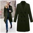thumbnail image 2 of GXIPO Long Wool Coats for Women Plus Size Casual Formal Work Winter Coat Single Breasted Notch Collar Trench Coat Outerwear Army Green 5XL, 2 of 5