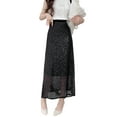 thumbnail image 3 of Lamuusaa Women's Summer Midi Skirt Slim A-line Skirt High Waist Elastic Band Sequins Skirt, 3 of 8