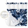 thumbnail image 2 of Navy Blue Spring Floral No Hook Shower Curtain Waterproof,Bathroom Curtains with Snap in Liners and See Through Top Window,Summer Flowers Watercolor Botanical Hotel Bathtub Curtains Shower 72"Wx78"L, 2 of 8
