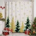 thumbnail image 6 of Christmas Tree Shower Curtain, 60" x 72", Green Gold Trees Snowflakes Linen Texture Waterproof Bathroom Curtain Washable Shower Curtain Set with 12 Hooks, 6 of 6