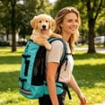 thumbnail image 3 of Dog Backpack Carrier, Breathable Ergonomic Dog Backpack Carrier for Small Dogs Cats, Reinforced Bottom Dog Backpack Carrier with Built in Leash Adjustable Buckle for Hiking Cycling Travel, 3 of 8
