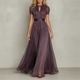 thumbnail image 2 of Tqcoqu Women High Neck Lace Puff Sleeve Maxi Dress,Flowy Formal Plus Size Gown for Women ,Purple Women's XS-XXXXXL, 2 of 6