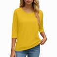 thumbnail image 4 of KPOPLK Womens 3/4 Sleeve T-Shirts Summer Tops Fall Fashion Blouses Beach Vacation Clothes Spring Tunic Trendy(XXXL,b267-Yellow), 4 of 6