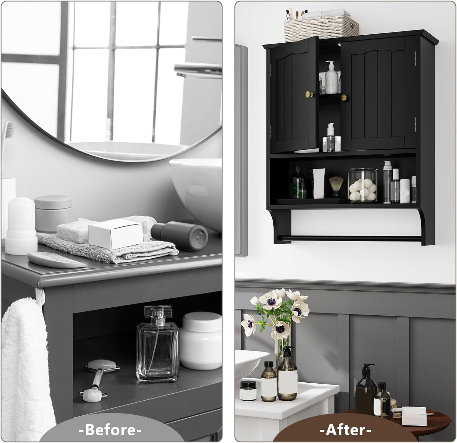 健康・医学 uni Semiocthome Bathroom Medicine Cabinet with Towel Bar and 2