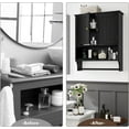 thumbnail image 5 of Semiocthome Bathroom Medicine Cabinet Wall Mounted Storage with Towel Bar and 2 Door in Black, 5 of 8