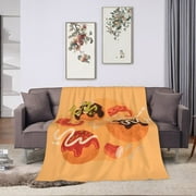 ZNDUO Cartoon Takoyaki Pattern Throw Blanket, Lightweight Cozy Soft Throw Blanket for Couch, 40"x30" Throw Blankets for Bed