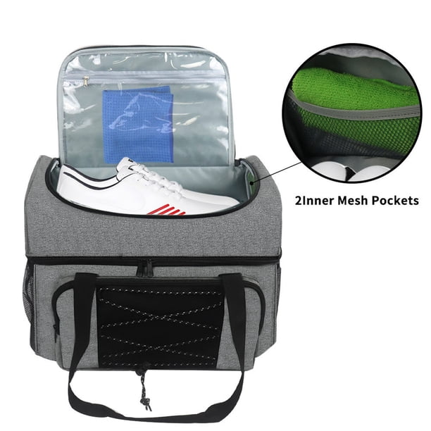 Sac De Bowling Pour 2 Boules – Fourre-tout En Polyester, Séparateur Rembourré, Support à Billes, Poche à Chaussures (jusqu’au 16) – Bande Réglable – Noir
