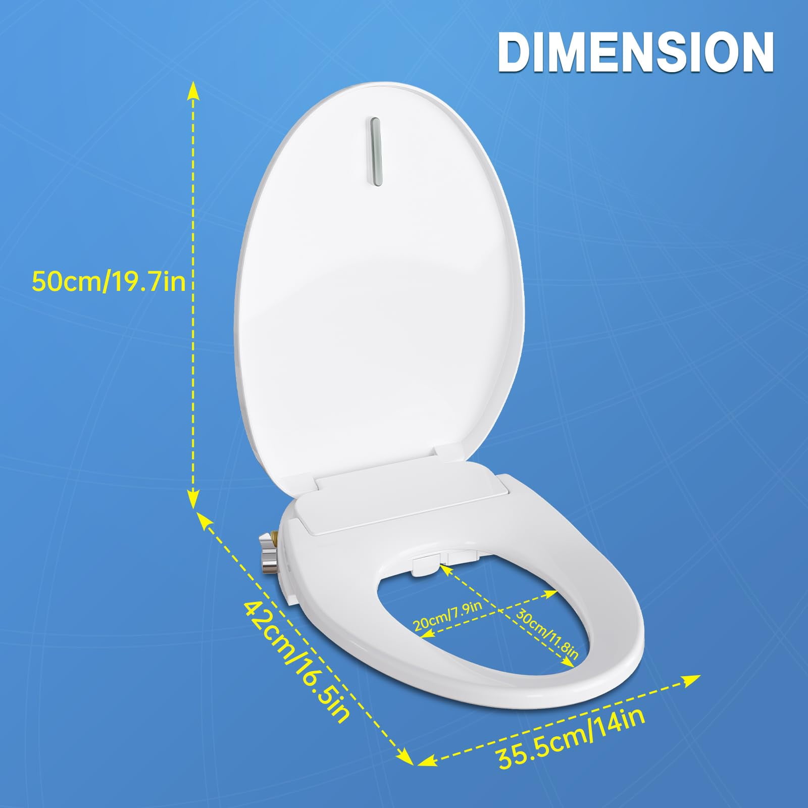 Electric Bidet Smart Toilet Seats with Istant Warm Water, Air Dryer, Nightlight, Remote Control, ELONGATED and Cotton