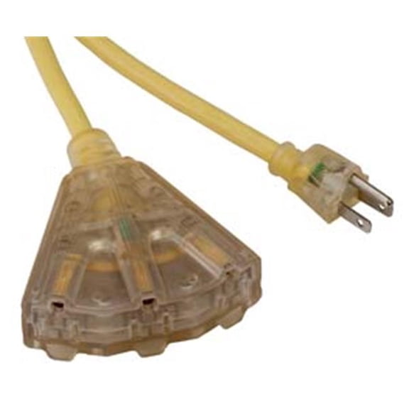 50 ft. Triple-Tap Lighted End Extension Cord 14-3 Gauge 15