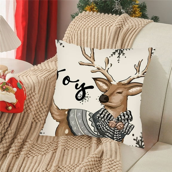 Nkmbld Christmas Throw Pillow Covers Christmas Snowman Short Linen Printed House Decoration Pillow for Sofa, Couch, Bed and Car, Gray