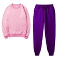 thumbnail image 1 of Women's Solid Round Neck Pullover Casual Sports Pants Sports Set, 1 of 4