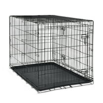 Vibrant Life Wire Dog Crate, Double-Door, Divider and Leak-Proof Tray, Metal, Foldable, Durable, Black, 42"