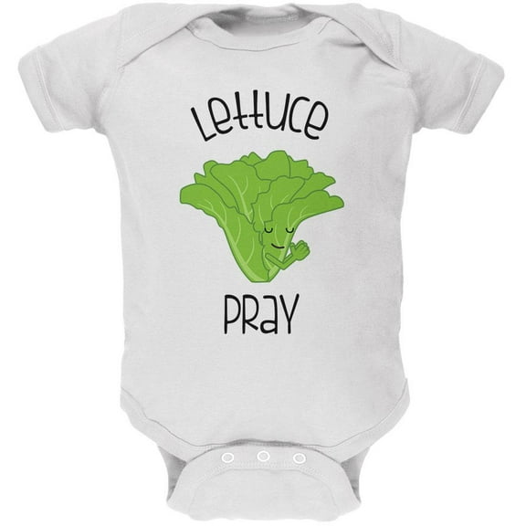 Vegetable Lettuce Let Us Pray Funny Soft Baby One Piece White 9-12 M