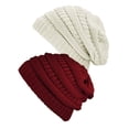 thumbnail image 1 of Bonnet Tricoté pour Femmes (Lot de 2), Bourgogne/ivoire, 1 of 1