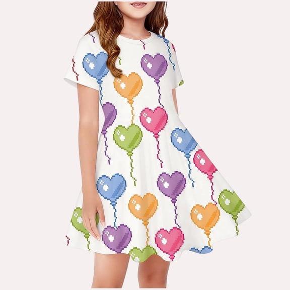 Babcutegg Summer Short-Sleeve Round-Neck Dress With Playful Jellyfish Print, Lightweight Breathable Fabric And Flattering A-Line Silhouette Multicolor Size 6