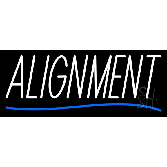 Alignment LED Neon Sign 13 x 32 - inches, Clear Edge Cut Acrylic Backing, with Dimmer - Bright and Premium built indoor LED Neon Sign for automotive store, and mall.