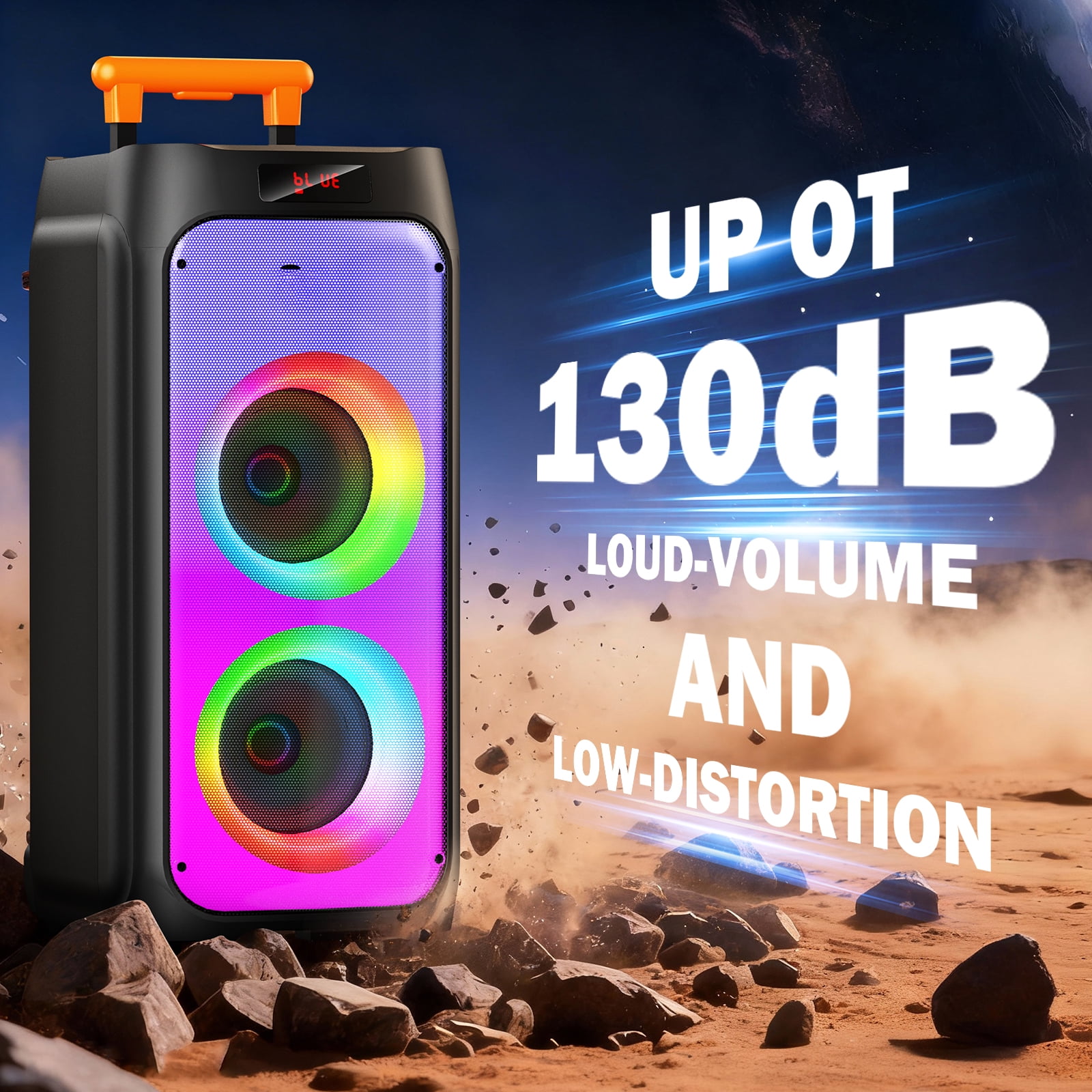 JYX Karaoke Machine with 2 Microphones, 500W Large Bluetooth Speaker with Wheels, Dazzling Party Light