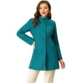 thumbnail image 1 of Abrigo de invierno elegante Allegra K Largo de un Solo Pecho con cuello alto azul M, 1 of 5