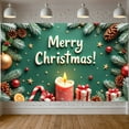 thumbnail image 6 of Green Theme Christmas Banner Festive Design Merry Christmas Banner Red Ornaments Gold Stars Xmas Banner for Christmas Party Holiday Celebration Indoor Decoration, 6 of 9