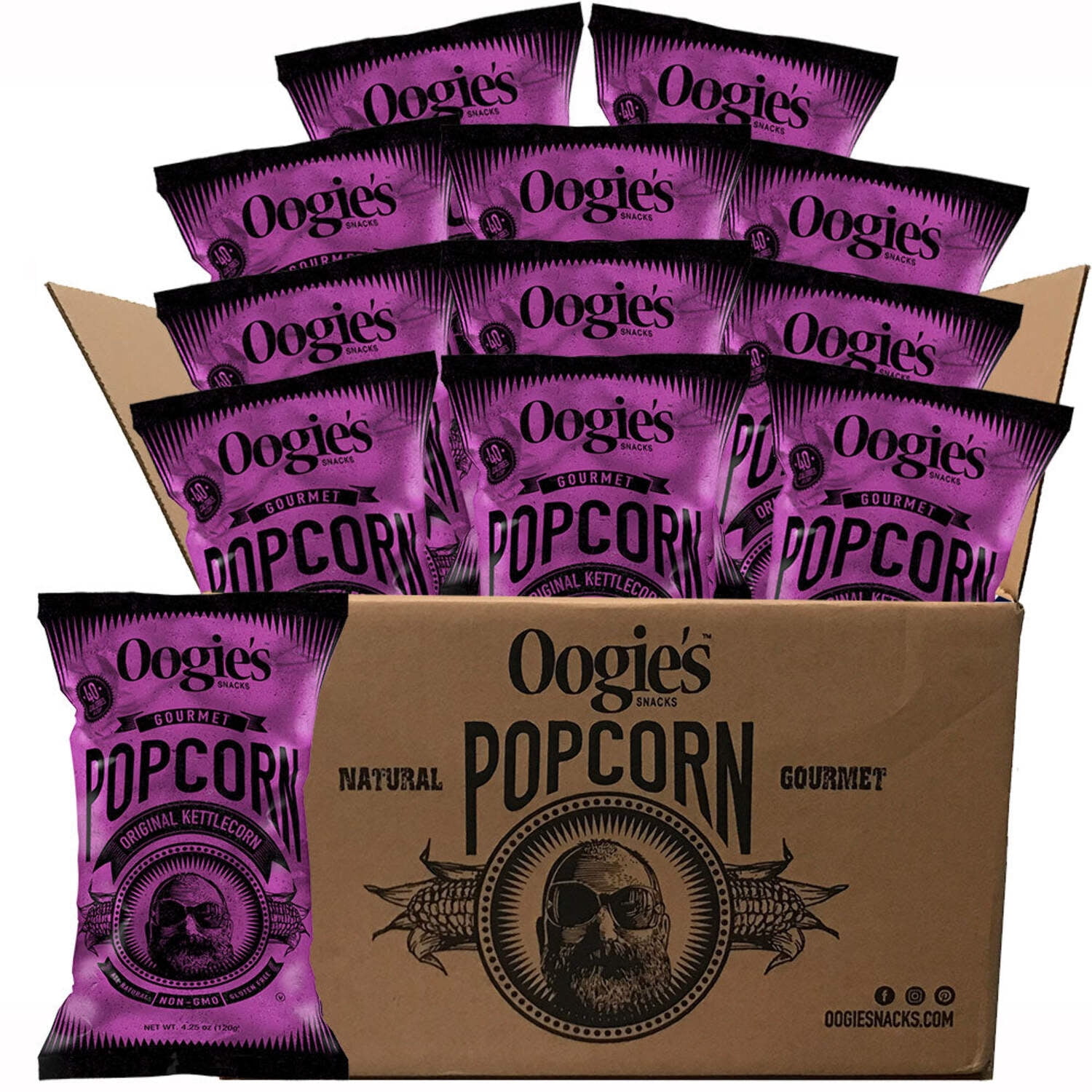 Oogie's Gourmet Puffcorn – Classic Butter Flavor, 4-Pack (4oz Bags), Gluten Free, Non-GMO, All Natural