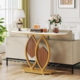 thumbnail image 3 of Gold Console Table, 41" Modern Entry Table with White Faux Marble Top, Geometric Metal Base, Narrow Long Sofa Table Behind Couch Accent Table Foyer Table for Entryway, Hallway, Living Room, 3 of 7