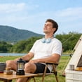 thumbnail image 6 of ROLKFUK Blue 3-Speed Foldable Portable Neck Fan, USB Rechargeable Wearable Personal Fan 1800mAh Lightweight Mini Fan for Travel Office Outdoor Cooling, 6 of 6