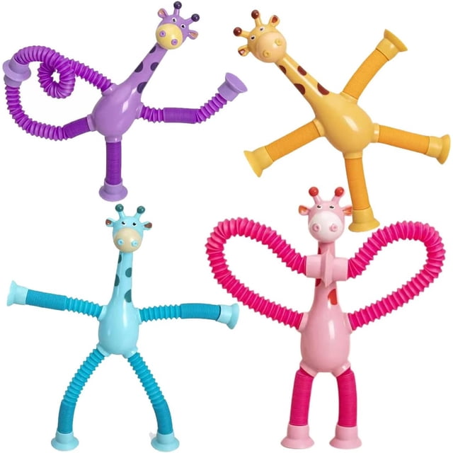 Juguete De Jirafa Con Ventosa Telescópica,Juguete Sensorial Jirafa,Juguete Educativo Divertido Para Aliviar El Estrés,Juguete Jirafa Para Estirar Y Aliviar El Estrés Dibujos Anims (No with Light)