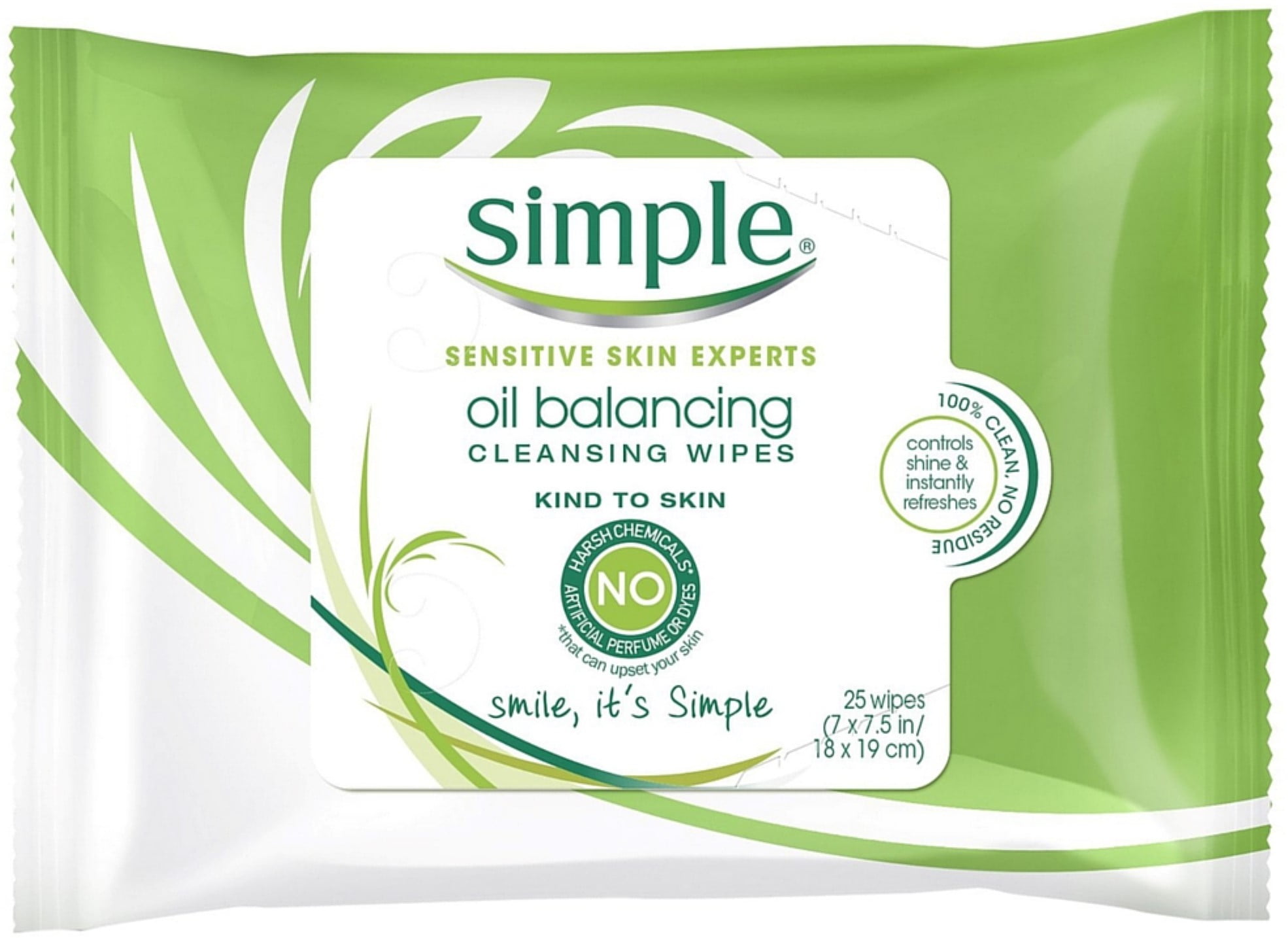Simple Kind to Skin Facial Care Oil Balancing Wipes 25 count