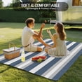thumbnail image 4 of Haze Blue Stripe Outdoor Rug 6x9 Ft - Reversible Patio Rug Outdoor Camping Rugs, Farmhouse Blue Gray Striped Washable Indoor Outdoor Area Rugs, Non-Slip Outdoor Carpet Runner for Deck/Porch, 4 of 8