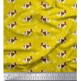 thumbnail image 1 of Soimoi Yellow Rayon Fabric Bird,Paw & Cocker Spaniel Dog Print Sewing Fabric Yard 42 Inch Wide, 1 of 3