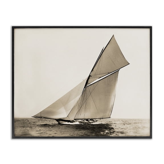 Stupell Industries Traditional Vintage Ship on Ocean Black Framed Giclee Art, 14 x 11, by Graffitee Studios