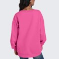 thumbnail image 7 of WTOBBY Women's Solid Color V-Neck Sweatshirt, Long Sleeve Casual Pullover, Lightweight Comfort Top with Flattering Neckline and Relaxed Fit Silhouette,Hot Pink L, 7 of 7